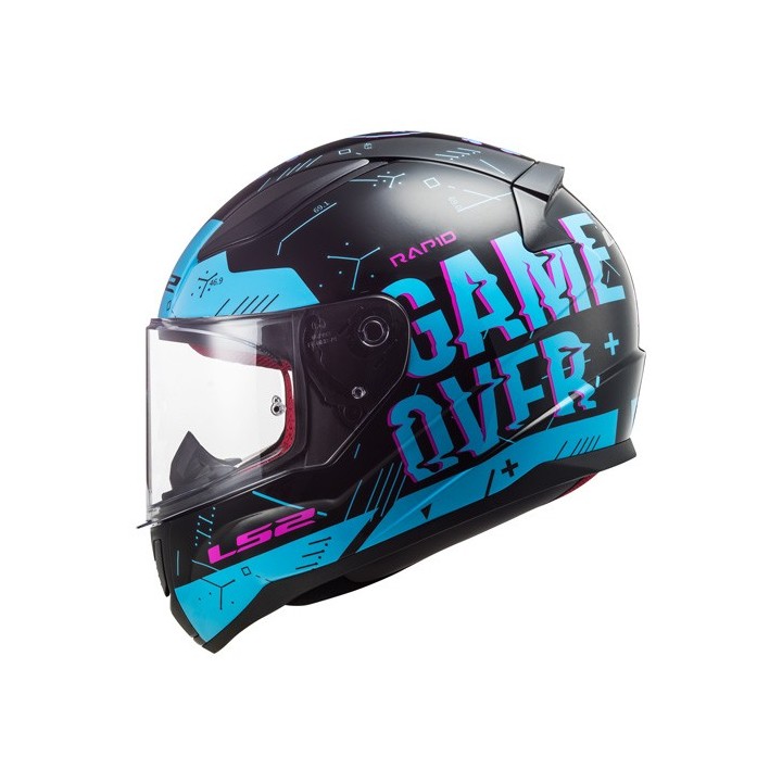casque LS2 PLAYER noir/bleu clair
