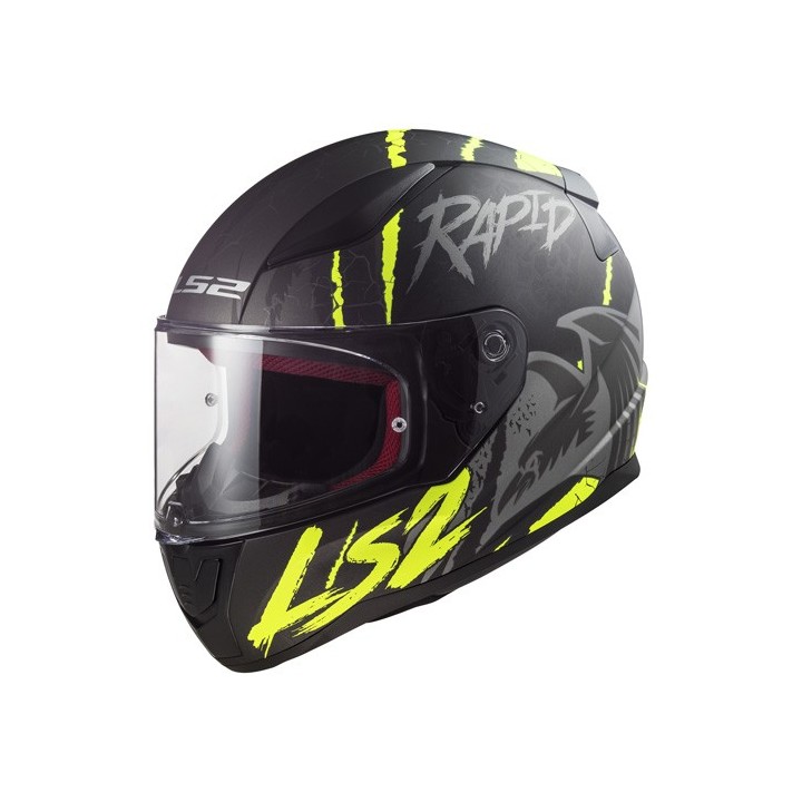 casque LS2 RAVEN noir/néon jaune