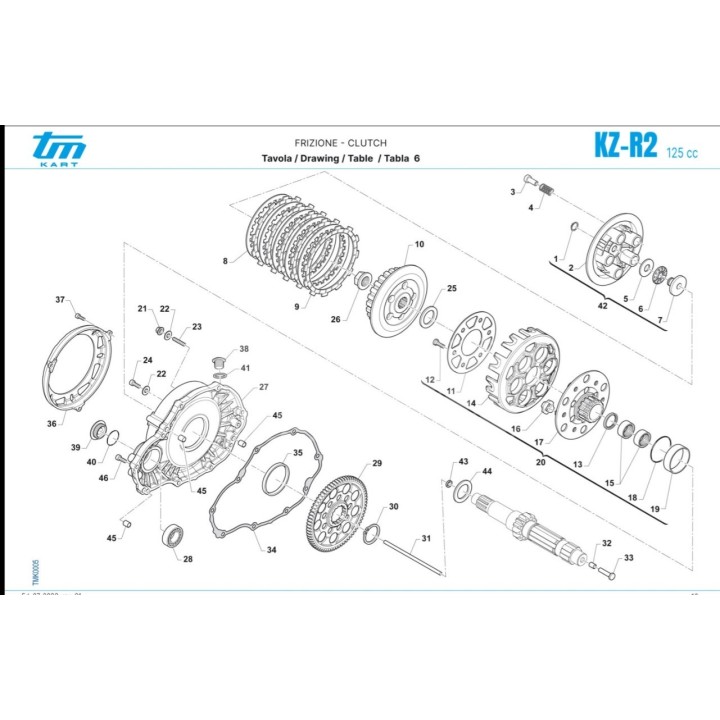 -primavera-frizione origine-tm-kart pezzo-4-to-esplosa-kz-r3-magickart
