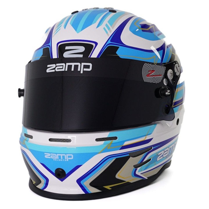 Casque ZAMP RZ-42Y GRAPHIC BLANC/BLEU pour jeunes pilotes-Magickart