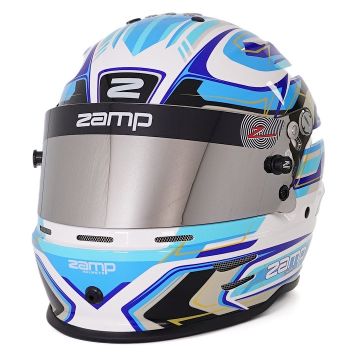 Casque ZAMP RZ-42Y GRAPHIC BLANC/BLEU pour jeunes pilotes-Magickart