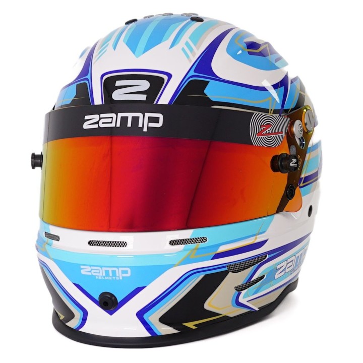 Casque ZAMP RZ-42Y GRAPHIC BLANC/BLEU pour jeunes pilotes-Magickart