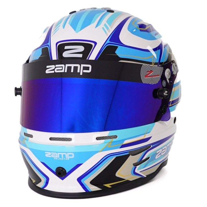 Casque ZAMP RZ-42Y GRAPHIC BLANC/BLEU pour jeunes pilotes-Magickart