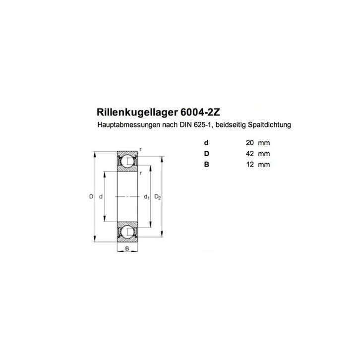 6004 Ρουλεμάν 20mm μέσα, 42mm έξω