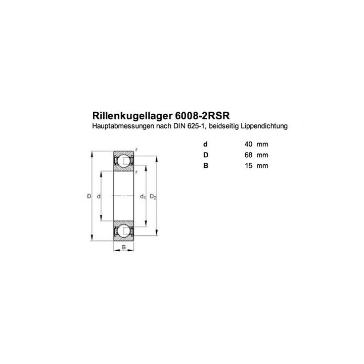 Roulement 6008 Z 40 mm l'intérieur, 68mm dehors 