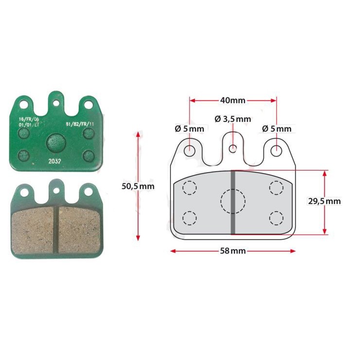 Jeu plaquettes de frein CRG VEN 05 vert AR