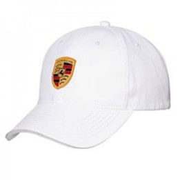 Weiße Kappe mit Porsche-Wappen