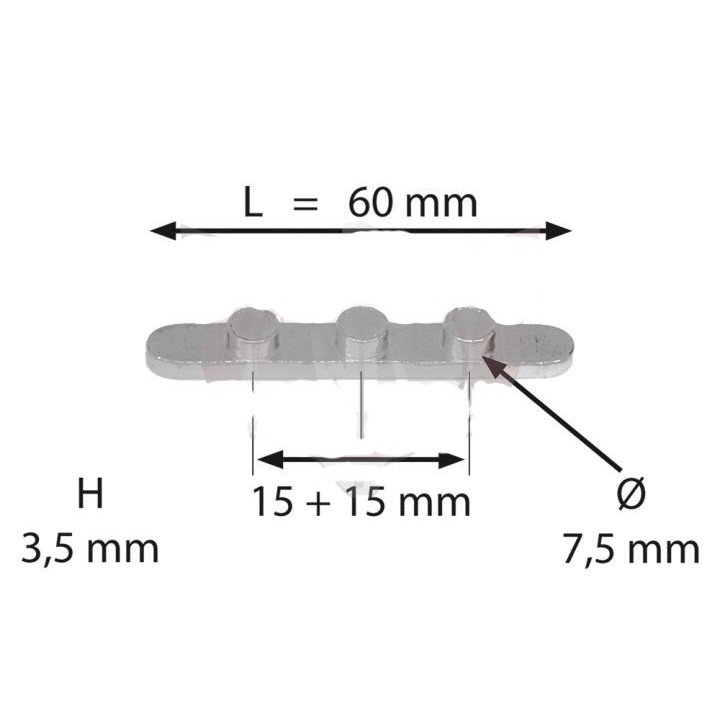 Clavette d'arbre avec 3 picots (17mm distance)
