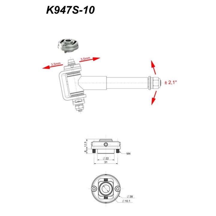 CC-Solver Ajusteur de carrossage, trou 10 mm