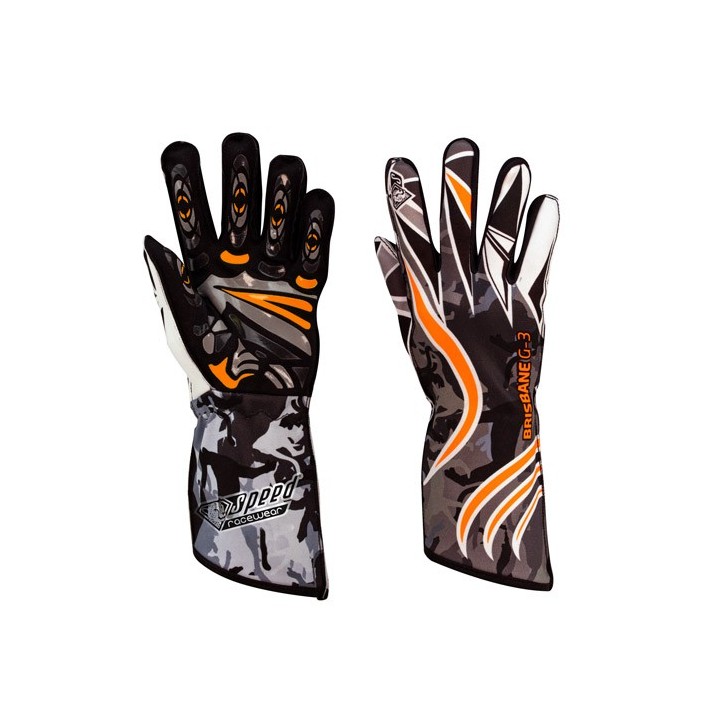 luvas-Karting velocidade-Brisbane-g3-laranja-de néon-de silicone aderência-magickart